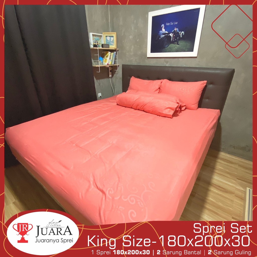 Sprei Set Polos MERAH BATA - King Size Ukuran 180 X 200