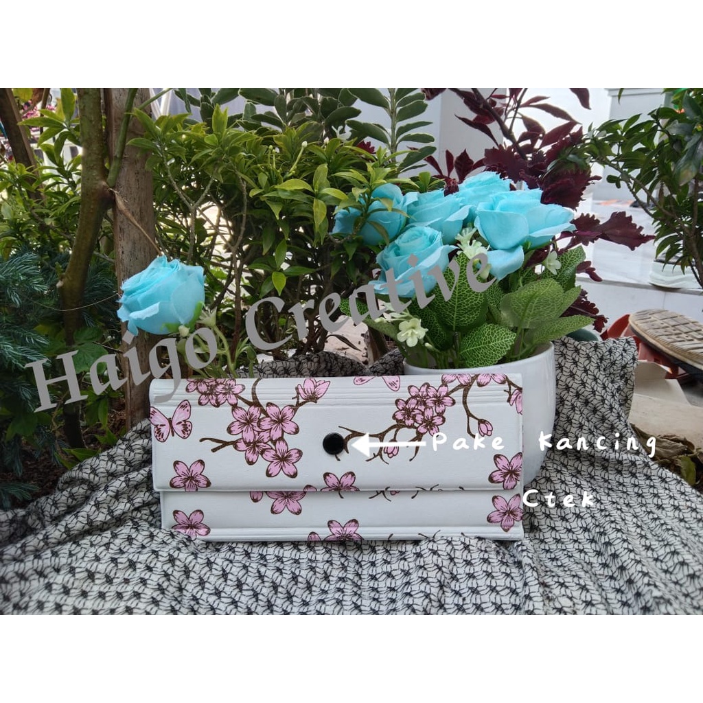 DOMPET BUNGA SAKURA-ORGANIZIER KEUANGAN BULANAN-PENUTUP PAKE KANCING CTEK