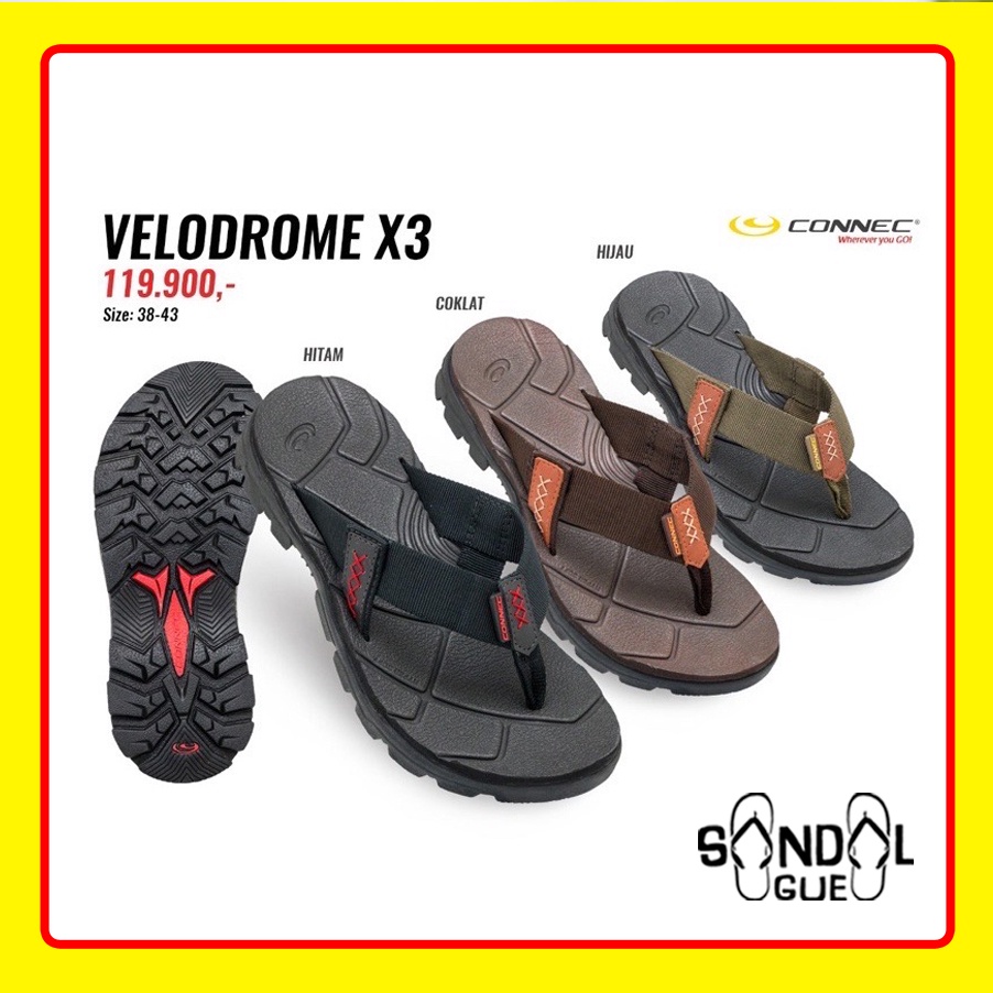 PROMO SANDAL PRIA KEKINIAN CONNEC VELODROME X3 100% BARU