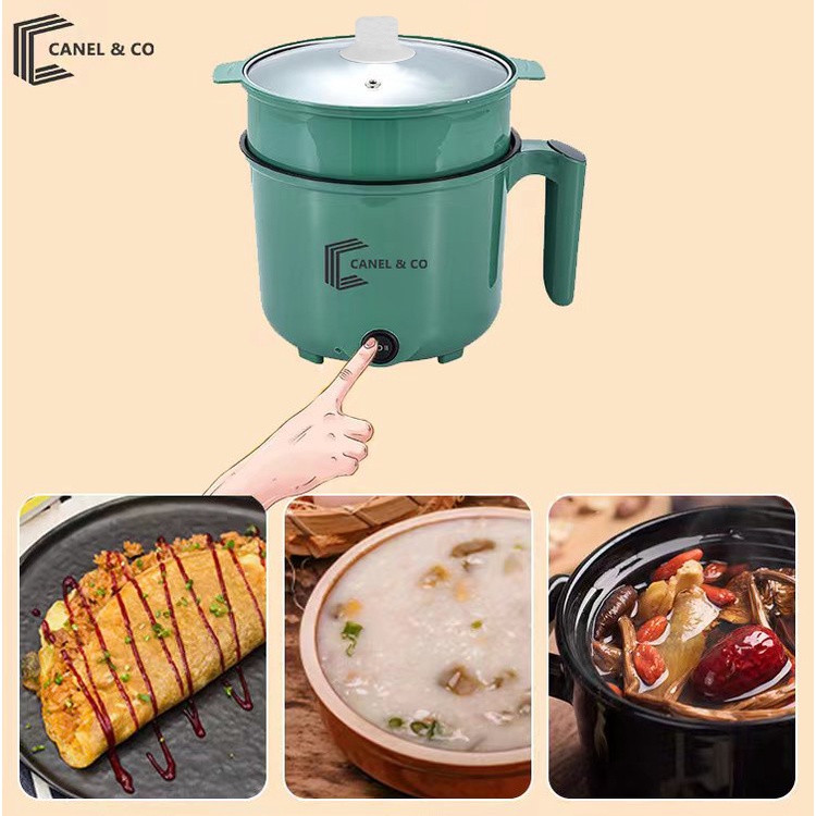 CANEL &amp; CO Panci Listrik 600 Watt Serbaguna Multifungsi Multifunctional Goreng Kukus Masak Electric Frying Pan Panci Listrik Lapisan Teflon / Rice Cooker Mini / Panci Set