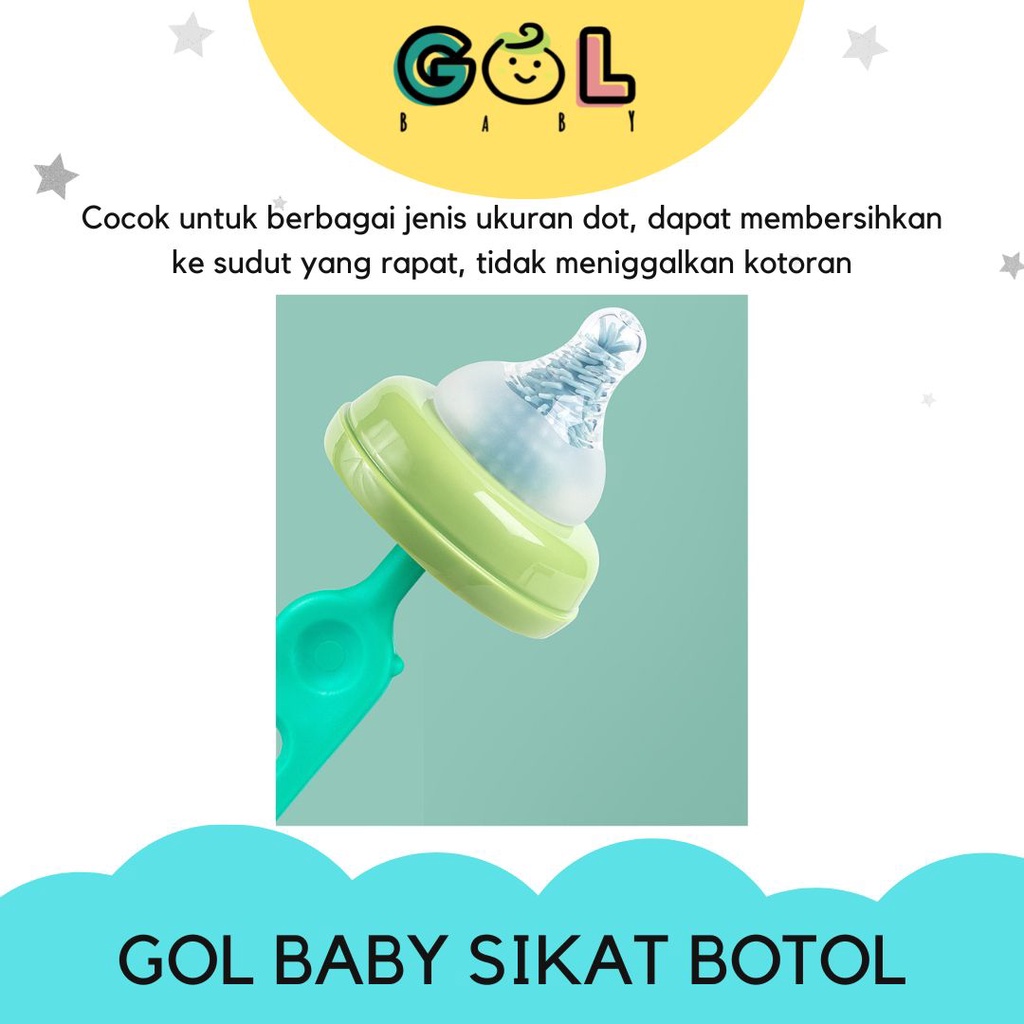 GOL Baby Set 3 in 1 Sikat Botol Bayi Silikon Bottle Nipple Straw Silicone Brush