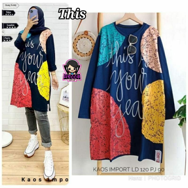 [ TERMURAH ] THIS ATASAN JUMBO WANITA LD 120 PB 90 XXXL ORI RECCA BAHAN KAOS PREMIUM