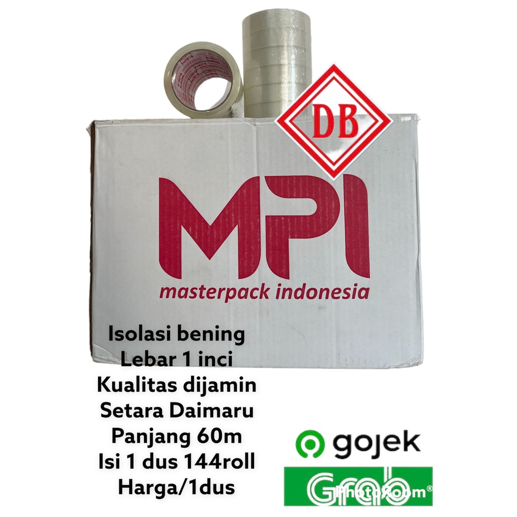 

DB ISOLASI BENING 1 INCH/24MM/HARGA PERDUS ISI 144ROLL/SOLATIP/ISOLASI KUALITAS DAIMARU