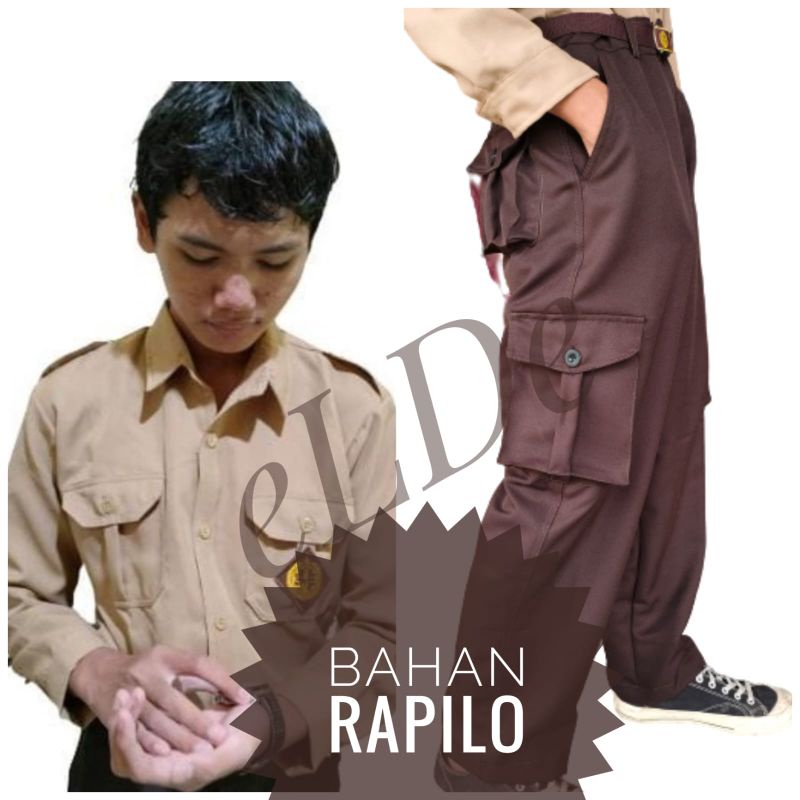 Setelan Seragam Pramuka Celana PDL SMP/MTS SMA/SMK Tangan Panjang Bahan RAPILO Laki Laki dan perempu