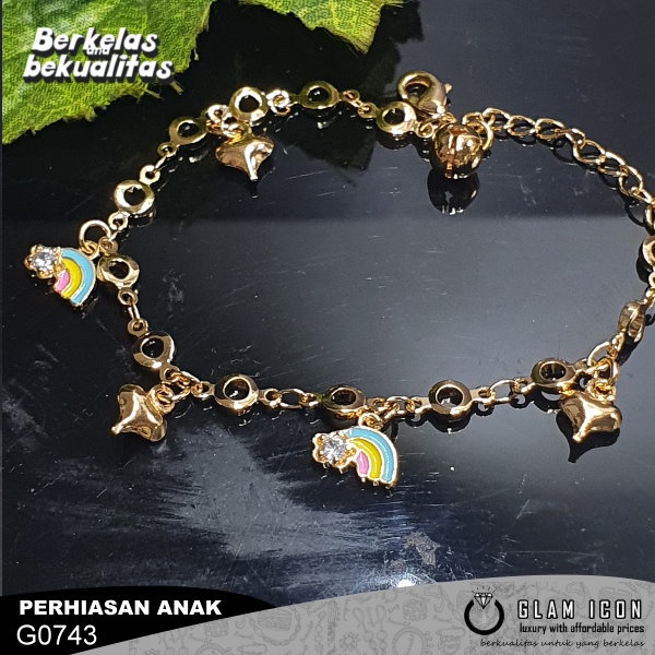 Gelang Anak Rantai Motif Bandul Bintang Pelangi G0743 GRAG