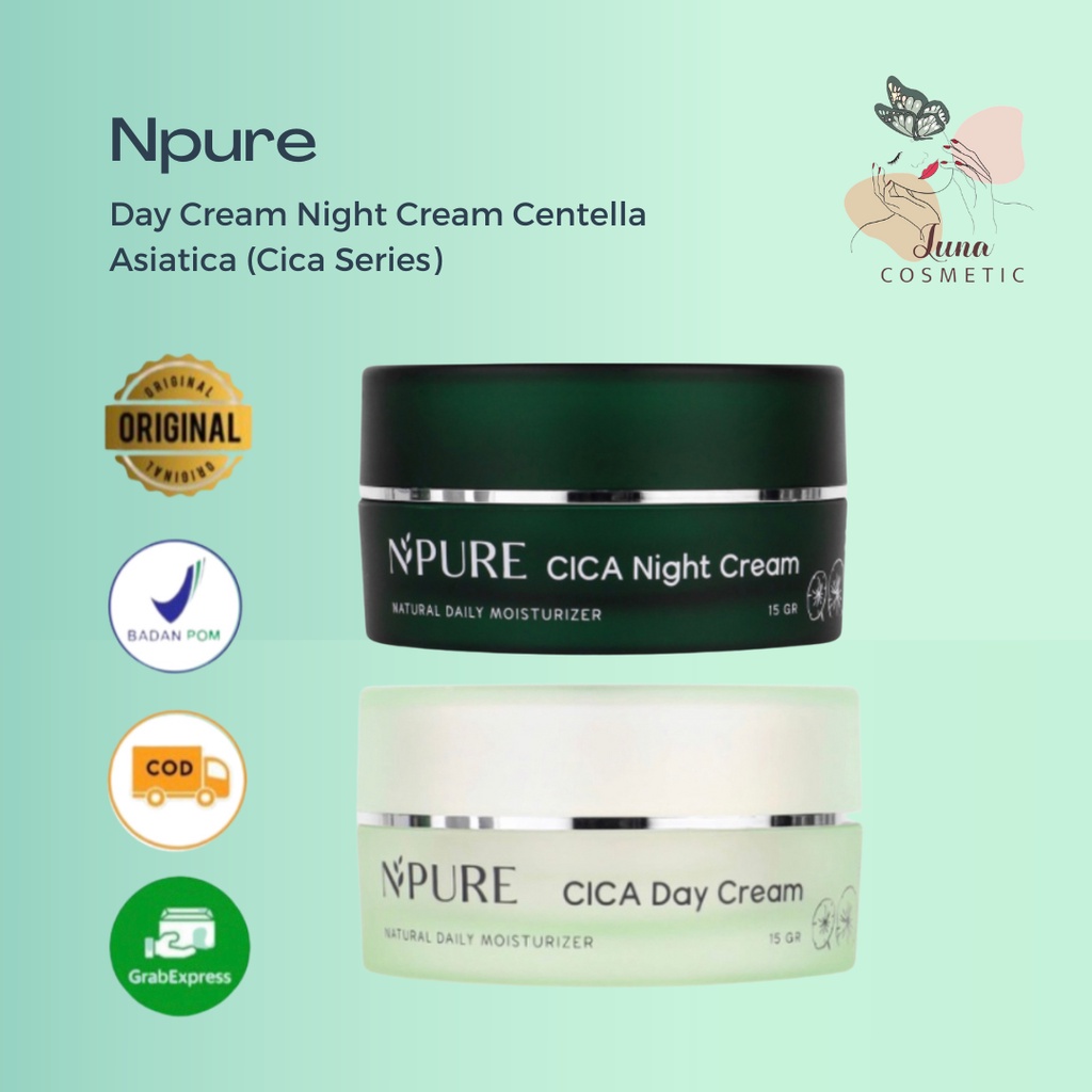 NPURE Npure Day Cream Night Cream Centella Asiatica (Cica Series) Pelembab Wajah Krim Pagi Krim Malam N'pure