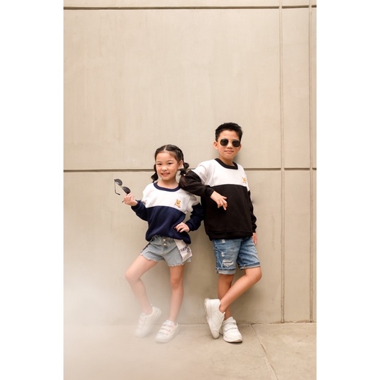 Crewneck kombinasi Anak /Sweater kombinasi anak/ embordery (Unisex) Kombinasi Warna