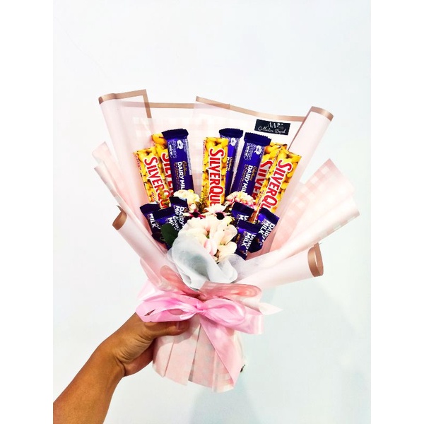 BUKET COKLAT MIX SILVERQUEEN CADBURY LILAC