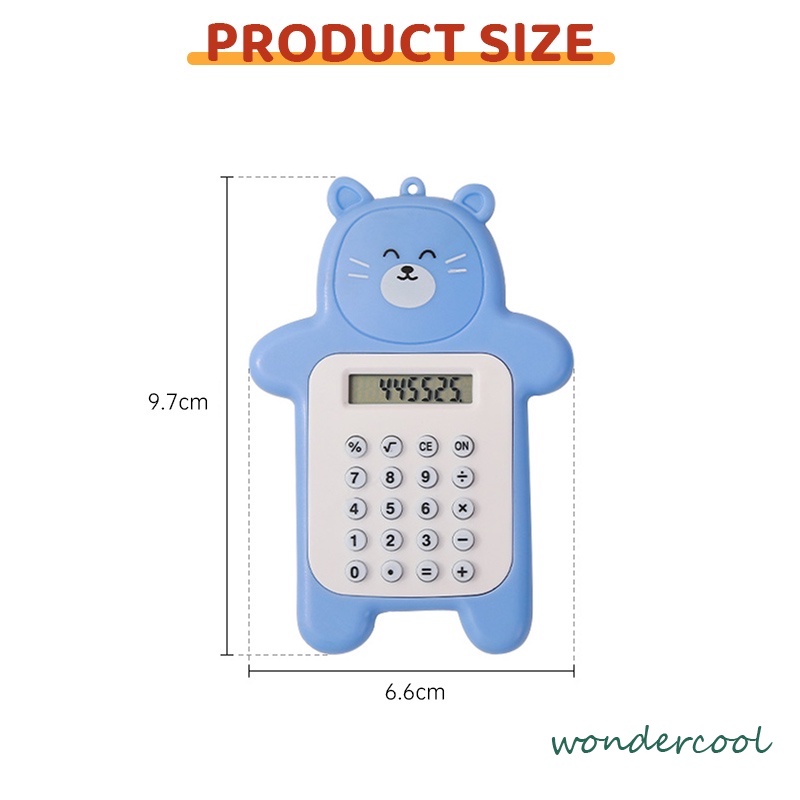 Kalkulator 8 Digit Mini Portable Motif Beruang Calculator Travel Tombol Karet / Creative Bear calculator Slim Palm Mini Student Pocket Computer Sekolah Stationary Import Warna Unik-Won