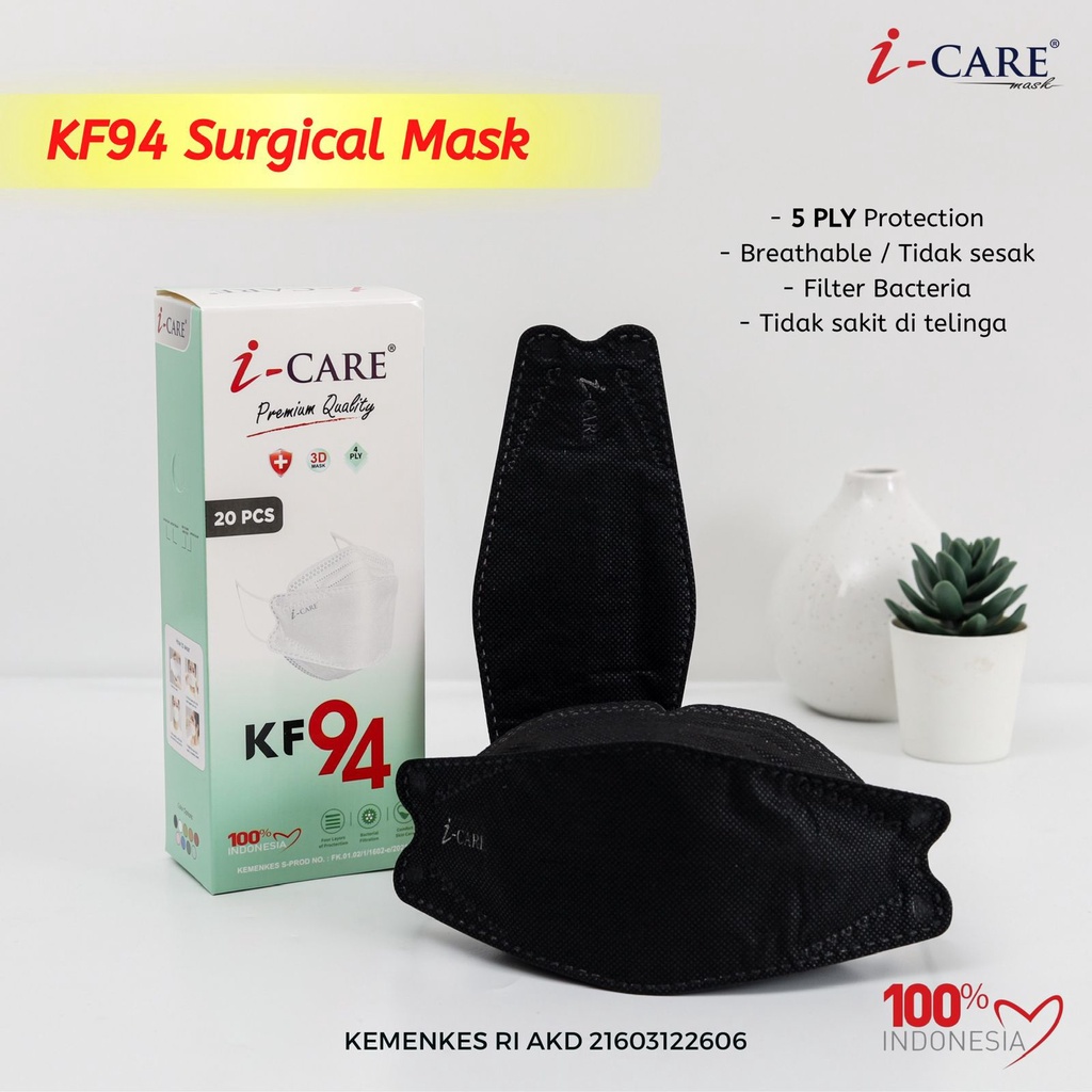 Masker ICARE KF94 5PLY Hygenic Ziplock Bag 10pcs 3D Protection Filter Mask