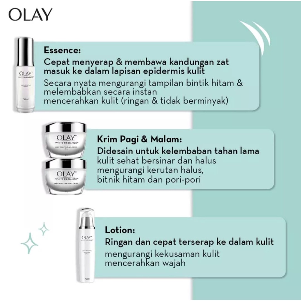 Olay Luminous Light Perfecting Day Cream SPF 15 &amp; Night Cream (Krim Pagi 50gr + Krim Malam 50gr) - Krim White Mencerahkan  Wajah Pelembab Moisturizer Whitening