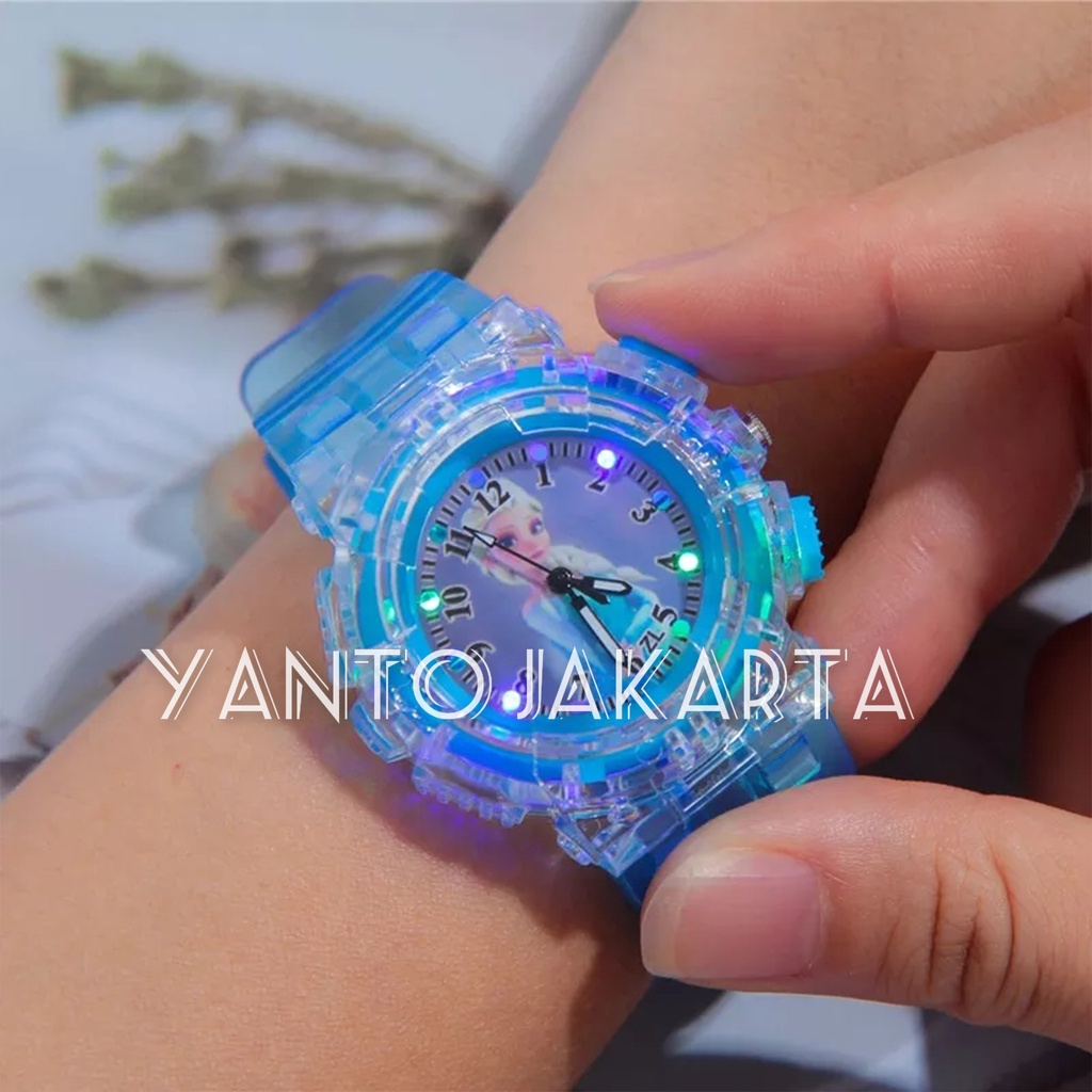 JAM TANGAN FROZEN ANAK PEREMPUAN LAMPU WARNA WARNI