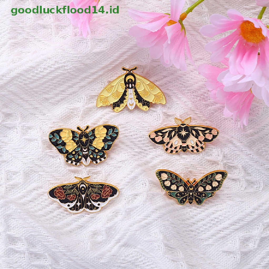 Bros Pin Enamel Bentuk Kartun Serangga Butterfly Moth Gaya Retro Untuk Hadiah