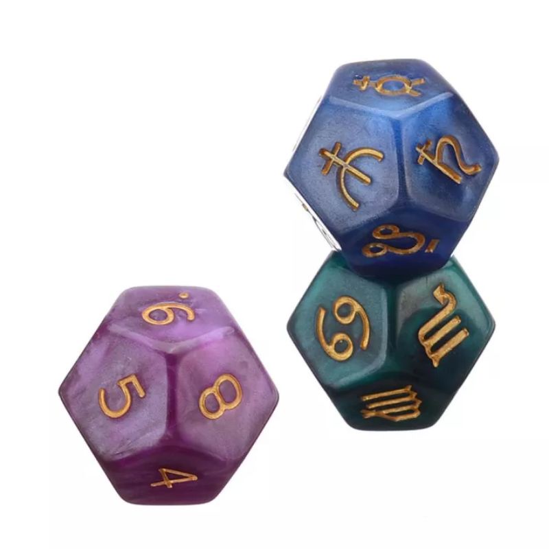 Dadu Astologi 12 sisi Divination Astrology Dice 3 pcs