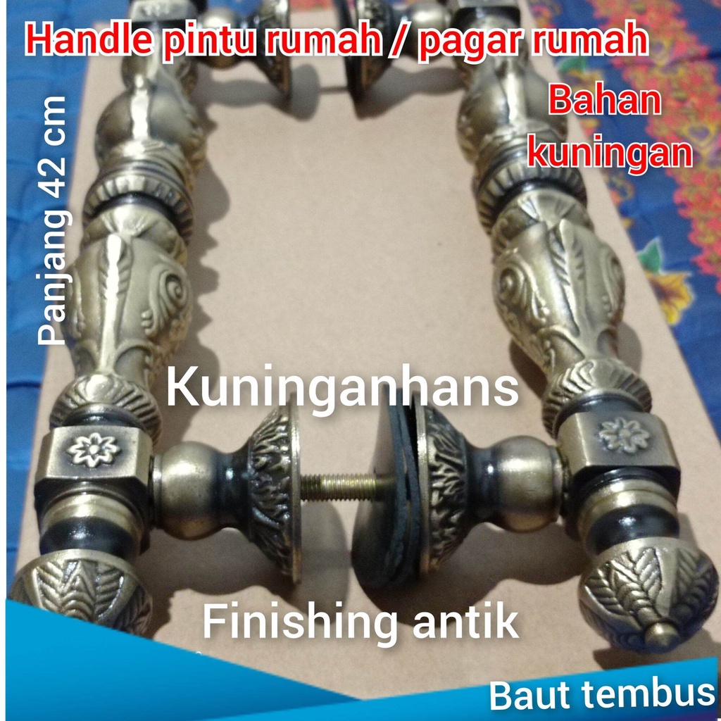 pegangan pintu rumah 2 pintu antik kuningan mewah / gagang pintu handle pintu rumah