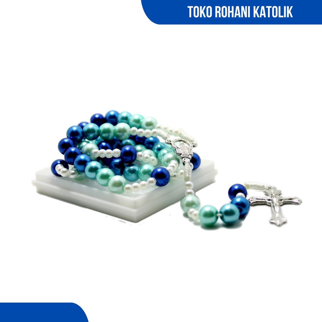 ROSARIO MUTIARA SINTETIS (BLUE OCEAN)/ ROSARIO KALUNG PAREL / ROSARIO KATOLIK / SALIB ROSARIO / KALUNG PRIA WANITA / KALUNG ROHANI / ROSARIO CANTIK / KONTAS