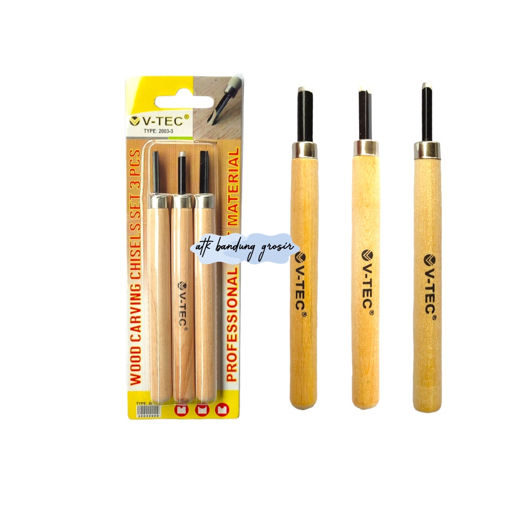 

V-Tec Wood Carving Chisels Set 3 / Vtec Pisau Ukir Set 3 / Alat Ukir Kayu V-Tec – Set 3