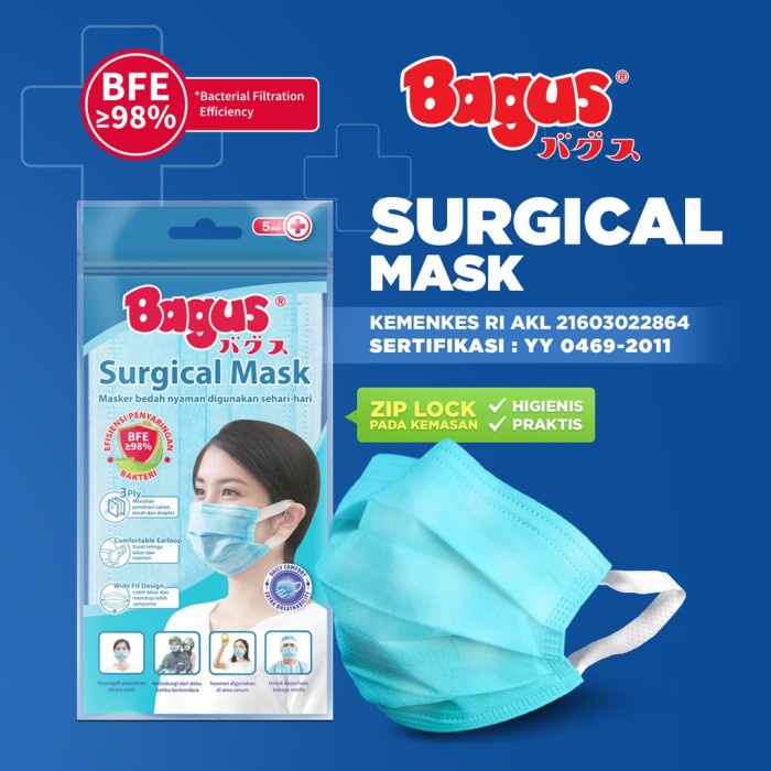 

Bagus Surgical Mask isi 10 - Biru