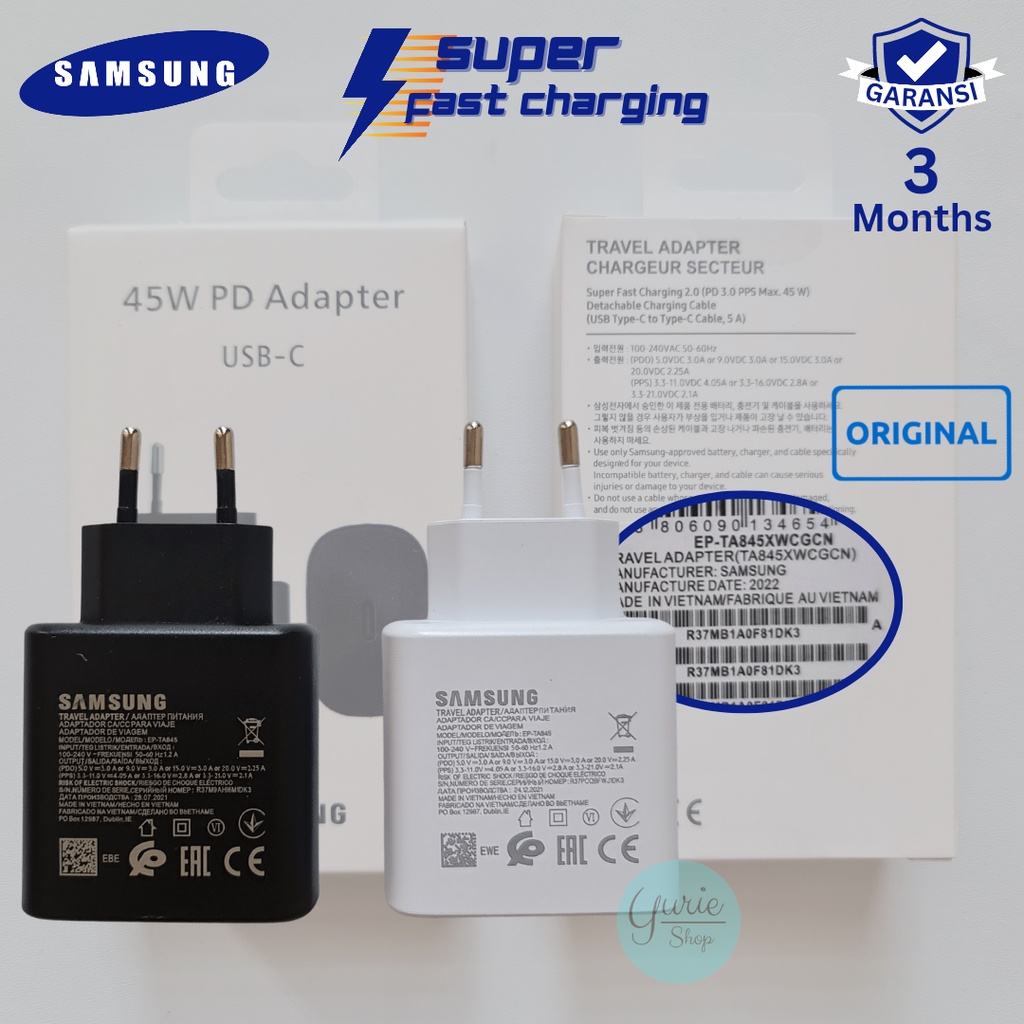 ADAPTER CHARGER SAMSUNG 25W 45W ORIGINAL 100% SUPER FAST CHARGING PD ADAPTOR TYPE C