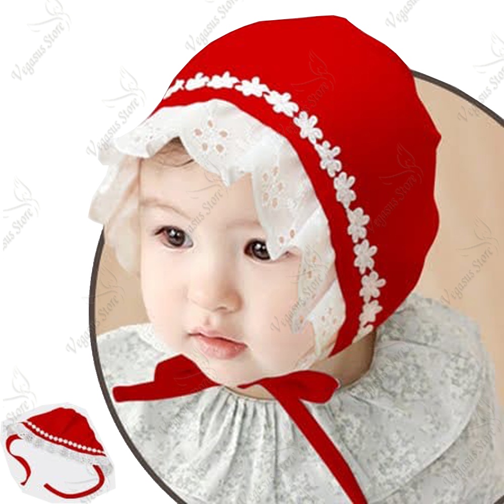 2Pcs[Lebih Murah]Topi Bayi Renda Ikat/Topi Bayi Perempuan Renda Okiyo/Topi Marsha Model Kupluk Renda Newborn-Vegasus Store(COD)