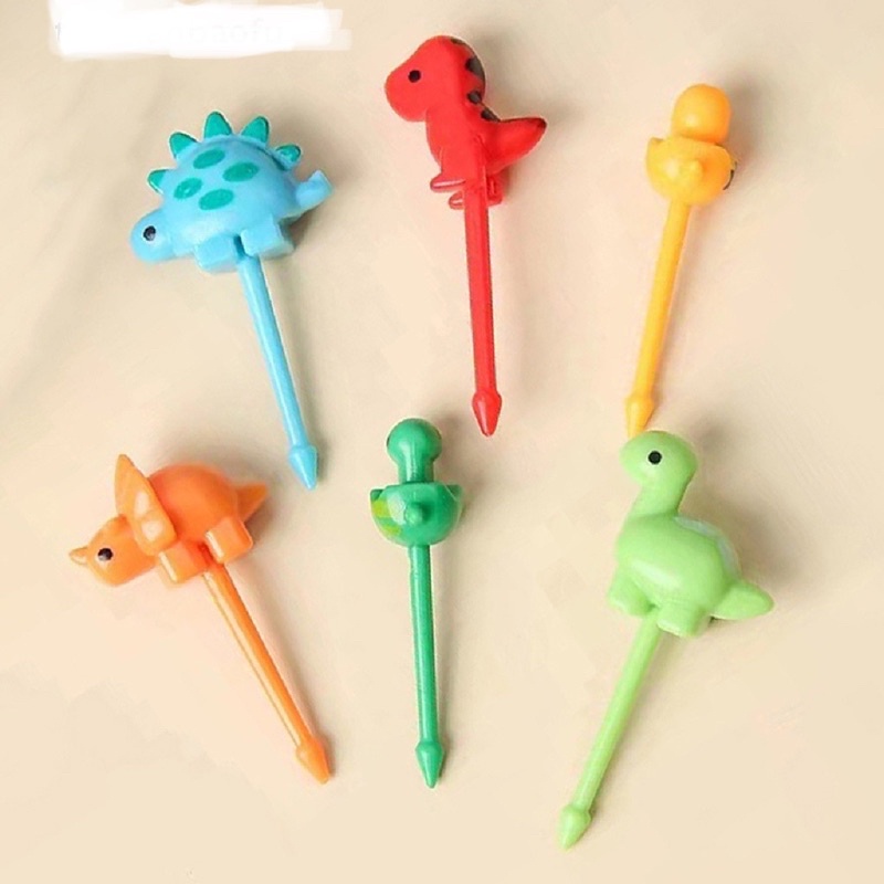 TUSUK/GARPU BUAH BENTO BENTUK DINO ANIMAL DAUN