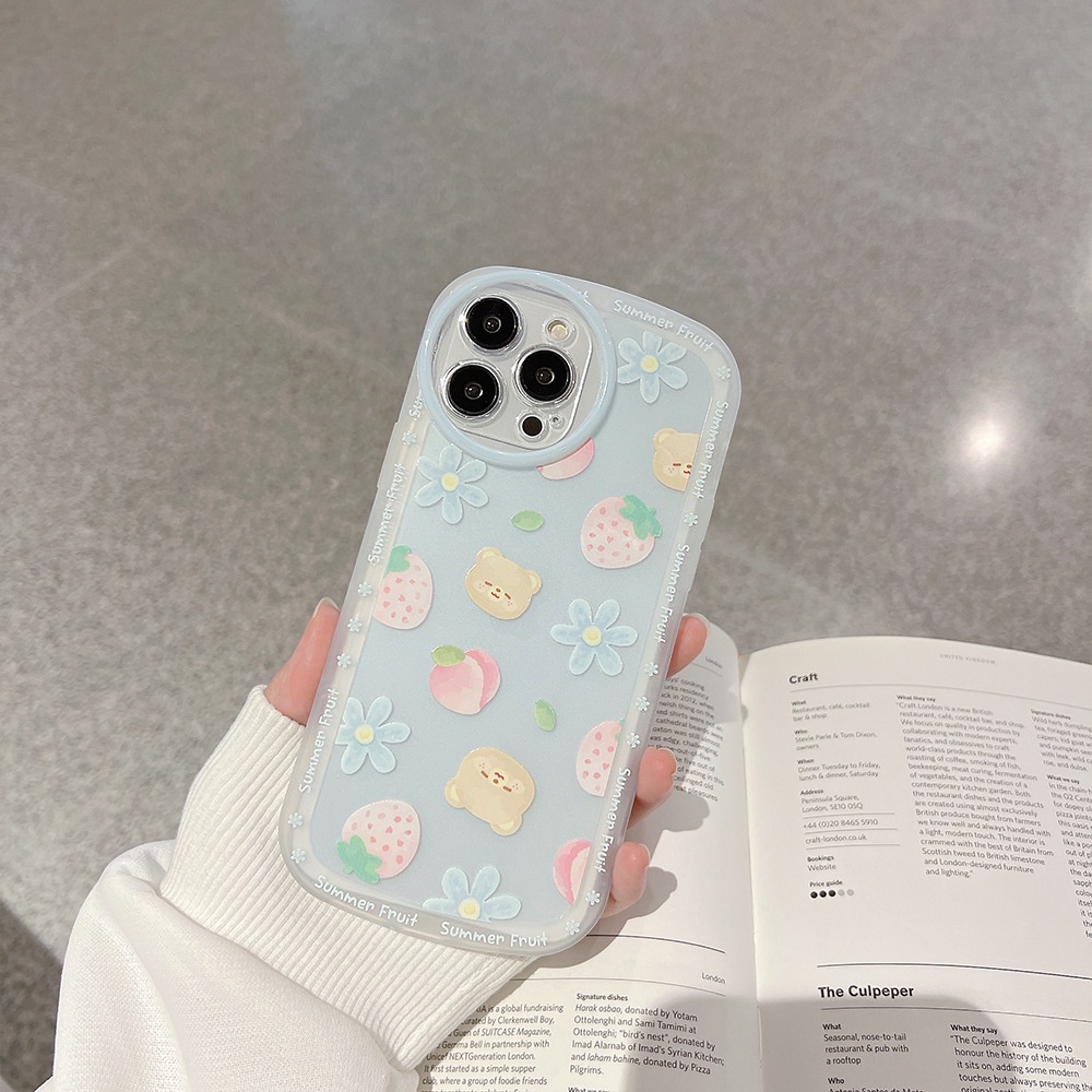 Case Pelindung Bahan Silikon Motif Kartun Beruang Bunga Untuk Iphone 14 7 8 SE2020 7 + 8PLUS XS XR 11 12 13 PRO MAX
