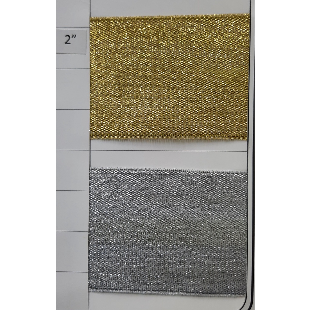 

Pita Ribbon Metalik Metallic Mas Gold / Perak Silver 2 inch (5cm)