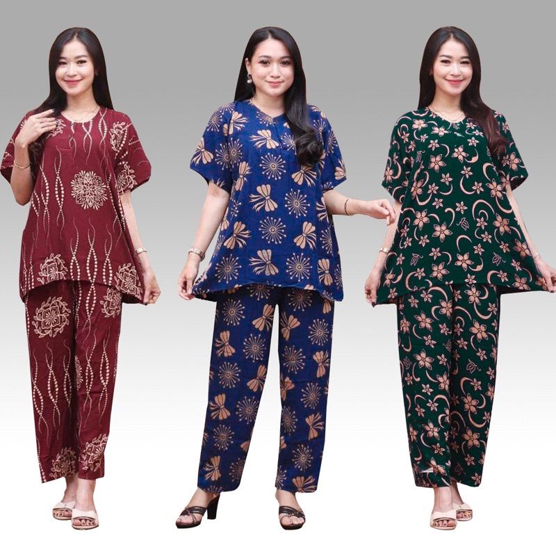 Setelan Baju Tidur Pendek - Setelan Batik Celana Kulot - Baju Santai Adem Nyaman