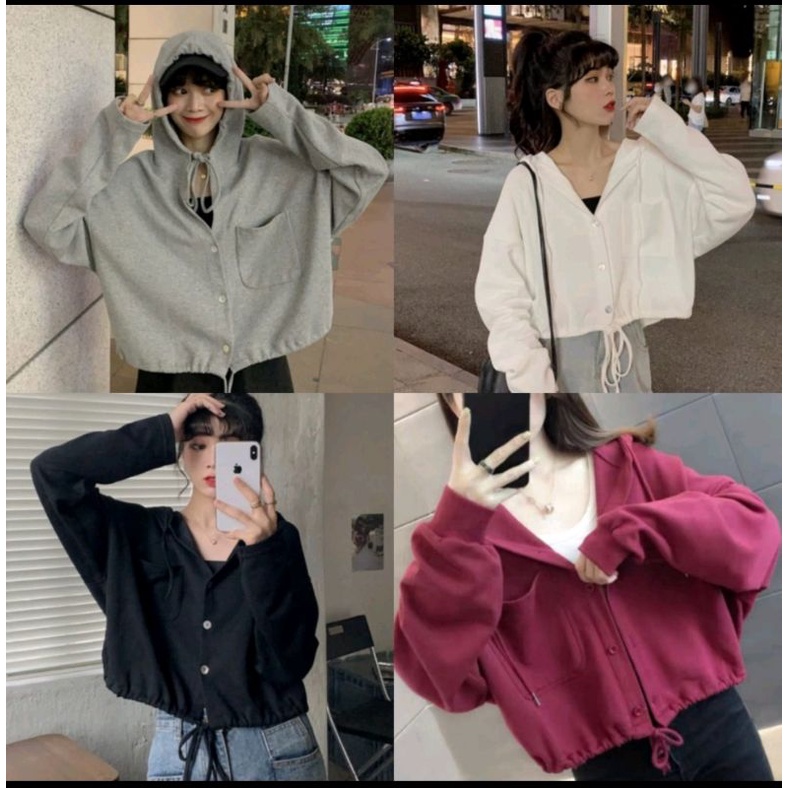 Hoodie croptop - hoodie korea -Crop top sweater - crop top kardigan