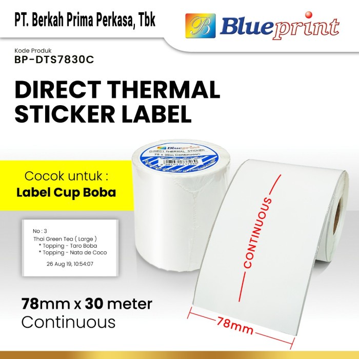 

Direct Thermal Sticker Label Continuous BLUEPRINT 78x30 Meter