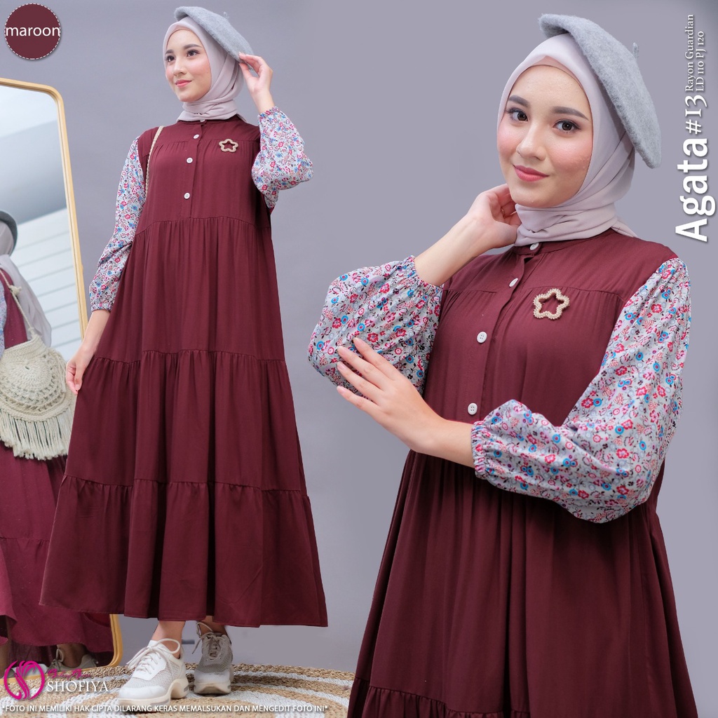 [RESTOCK] GAMIS DRESS FASHION MUSLIM // AGATA BY SHOFIYA-#13 Maroon