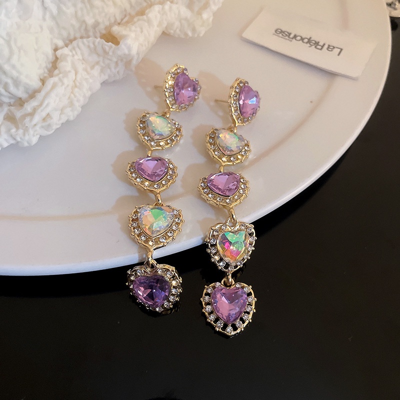 Anting Tusuk Desain Bunga / Hati Hias Mutiara + Berlian Gaya Korea Untuk Wanita