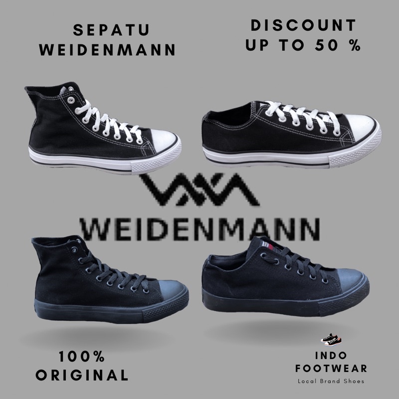 Sepatu Weidenmann Vulcanized Bw Allblack / Sepatu Sekolah / Original 100% / Indofootwear