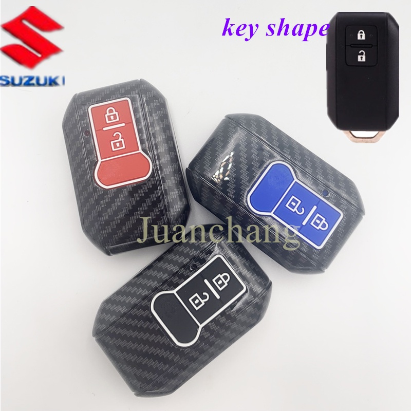 Case Remote Kunci Mobil Bahan Abs Karbon Untuk Suzuki Ertiga Swift 2017 Wagon R 3c Embona XL7 2017-2021 2 Tombol