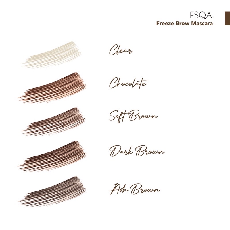Esqa Freeze Brow Mascara - browcara | Ash Brown | Clear | Chocolate | Dark Brown | Soft Brown