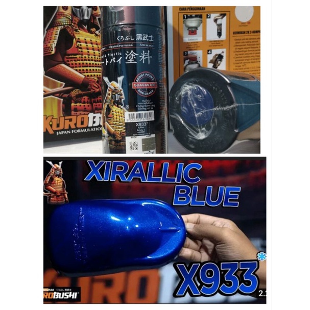 Samurai Paint Pilox Pilok Samurai Xirallic Blue X933 933 Xiralic Biru X-Blue 400ml Cat semprot Aerosol 400 ml ini