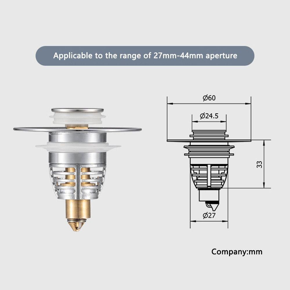 Populer Sumbat Saluran Air Wastafel Kamar Mandi Universal 1.02-1.65inch Wastafel Cuci Pop Up Push Type Dengan Hair Catcher