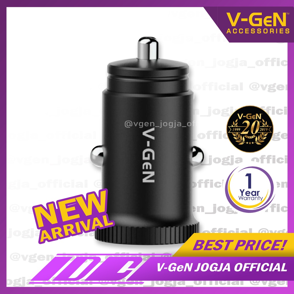 Car Charger V-GeN VCC2-19 3.4A Dual Port USB LED Charger Mobil