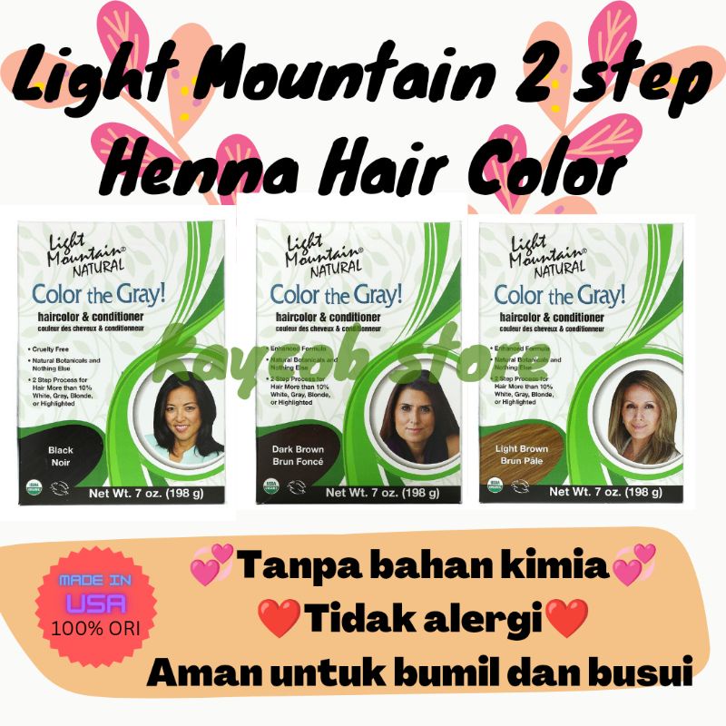 Light Mountain Natural Color The Gray Hair Color & Conditioner/ Hair Color/ Henna Rambut Dark Brown/