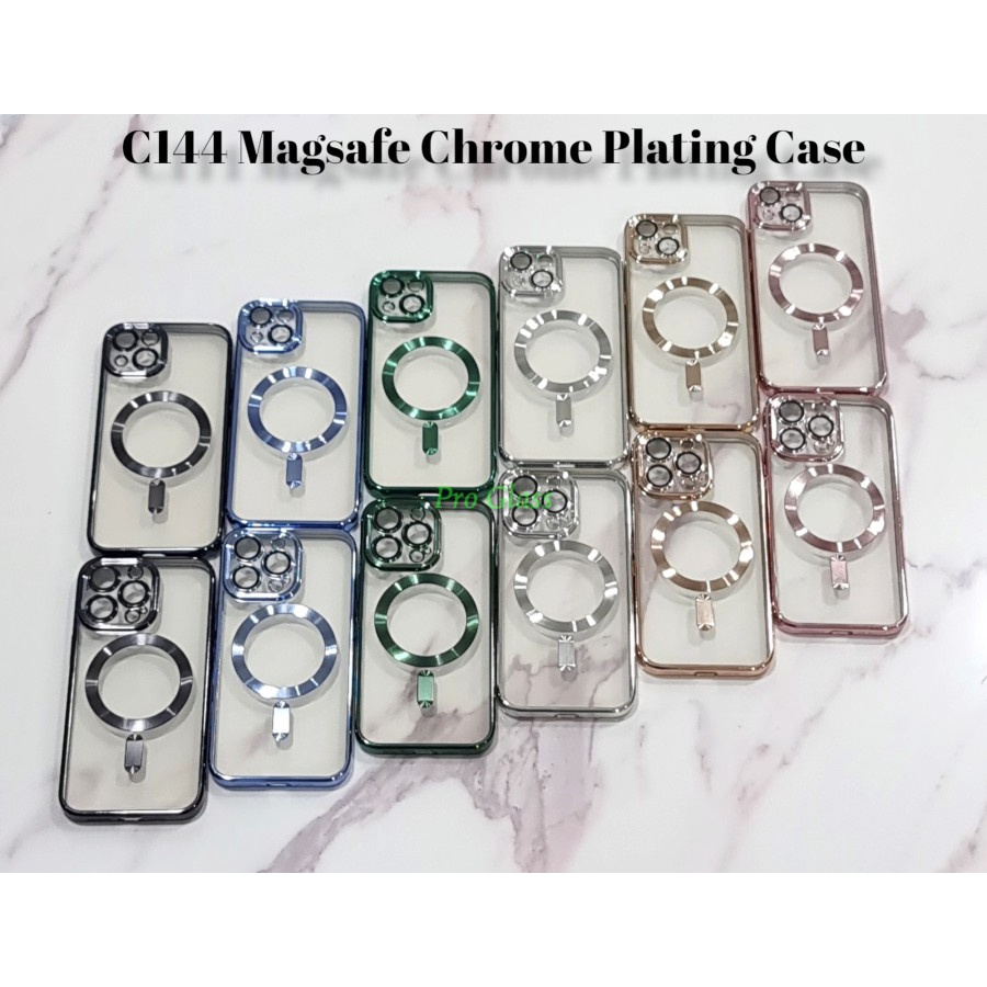 C144 Iphone 11 12 13 14 PRO MAX Magsafe Chrome Plating Premium Soft Case