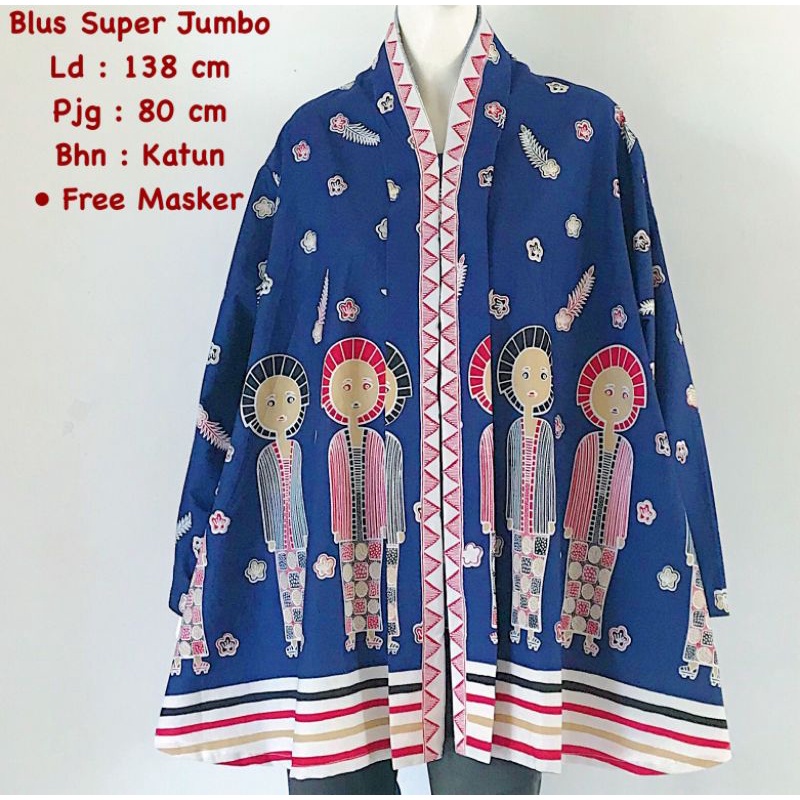 Blus super jumbo motif karakter batik solo trendy blus kerja blus wanita big size