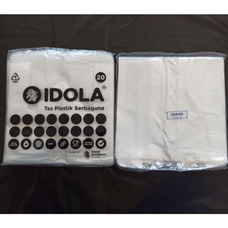 Tas Plastik Serbaguna / Kantong Kresek Bening PE Idola Ukuran 20 x 40 / Kresek PEX Mewah
