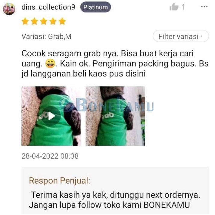 SERBA MURAH [REKOMENDASI] BAJU KUCING BAJU ANJING KELINCI MOTIF GOJEK GRAB ✡ 891