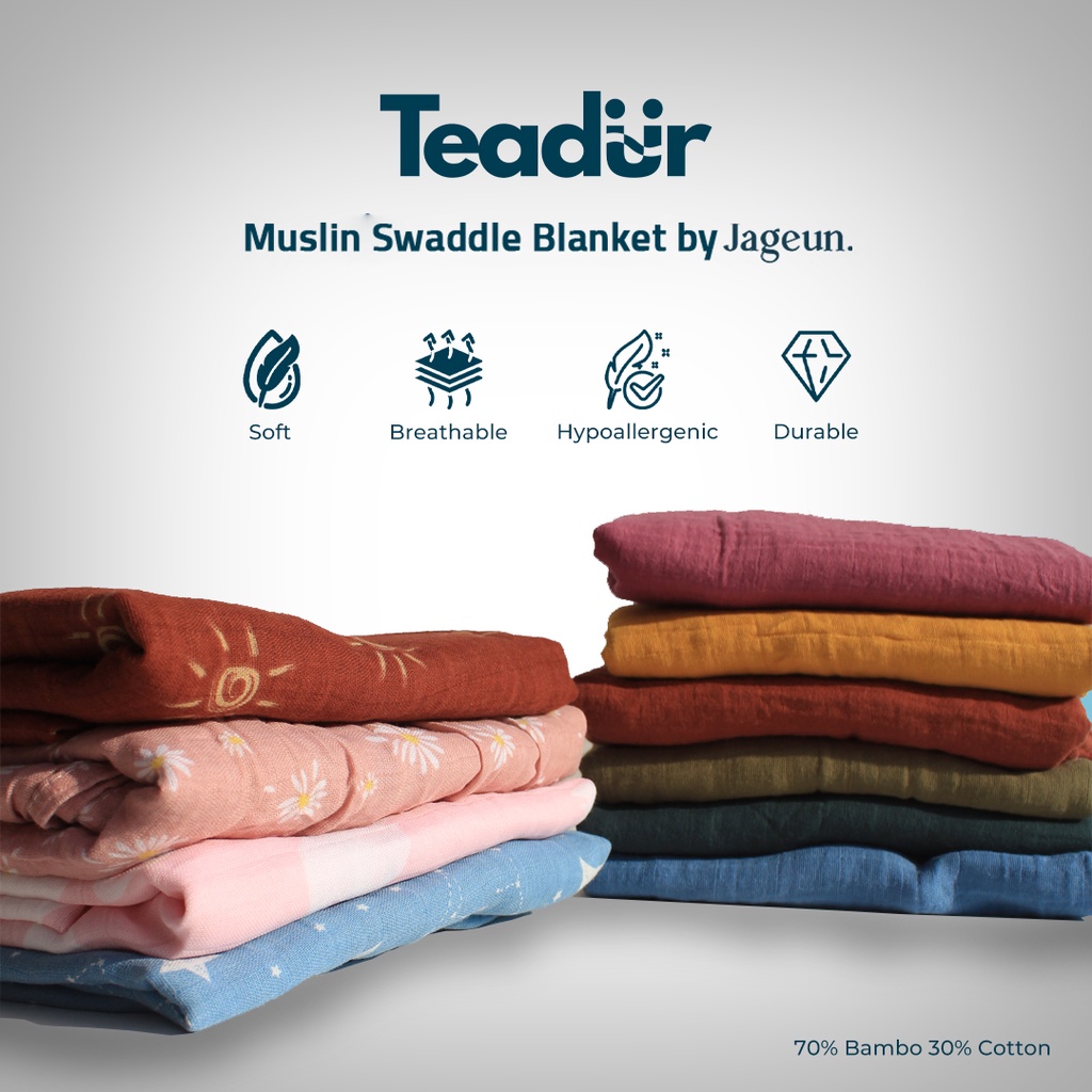 JAGEUN TEADUR Muslin Baby Swaddle Blanket | Bedong Bayi Selimut Halus | Selendang Syal