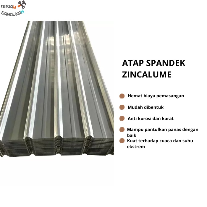 Atap Spandek Zincalume Ketebalan 0.25-0.50 mm Per Meter