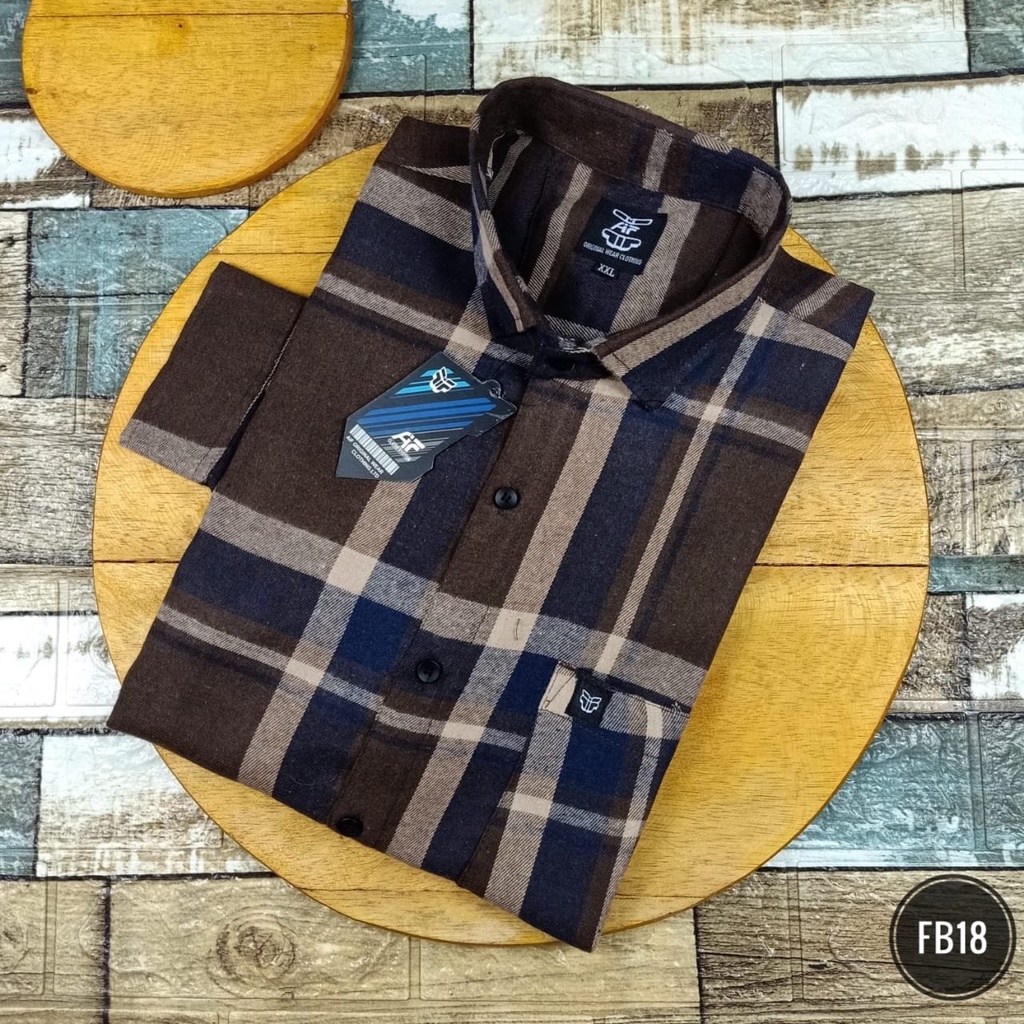 Kemeja Flanel Pria Lengan Panjang XXL 3XL|Atasan Size Big Size Kameja Cowok Panel Distro Surfing FB07