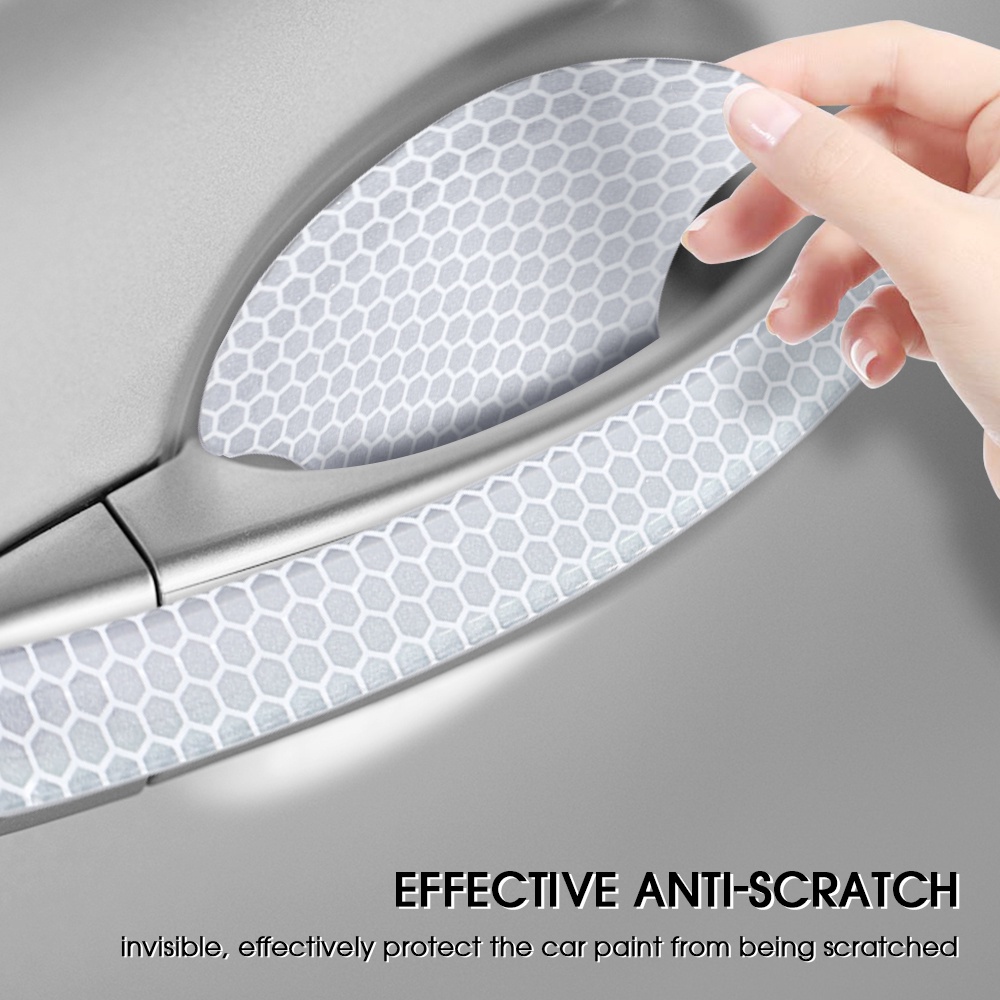 4pcs / Set Stiker Pelindung Handle Pintu Mobil Universal Bahan PVC Anti Gores