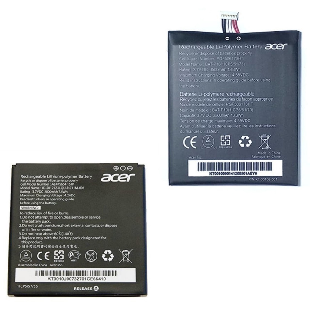 STD Baterai Acer E2/V370/JD-1212/AE475654,E700/BAT-P10,LIQUID X1/BAT-H10,LIQUID Z5/A10,Z5/A10