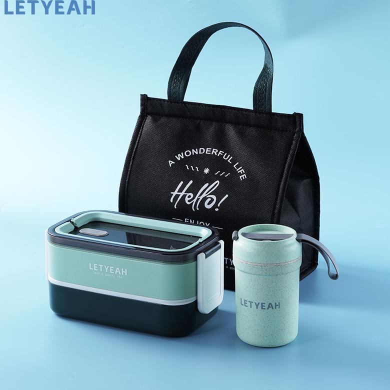 LETYEAH KOTAK MAKAN ANTI TUMPAH/ LUNCH BOX 1600ML DAN CANGKIR SUP TAHAN PANAS /LUNCH BOX SET MURAHHH