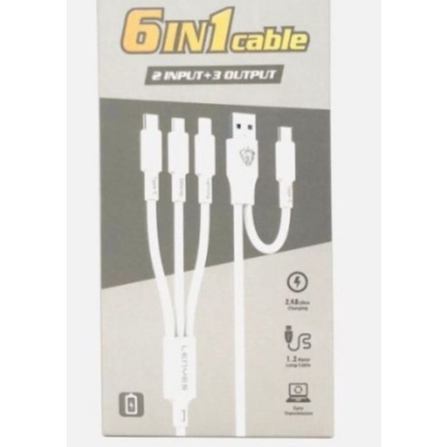 J428 ORIGINAL LENYES 6IN1 MULTIFUNGSI KABEL DATA TEBAL AWET DAN TIDAK MUDAH PUTUS SUPPORT FAST CHARGING CABLE FASTER  QUICK CHARGE UNIVERSAL High transmission Suport Charger qualcom flash maximum quallcom handphone androit qc tc lebih praktis